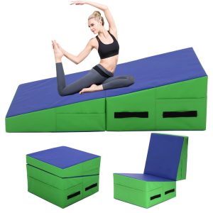 YRLLENSDAN Gymnastic Mats,  Tumbling Wedge Mat Cheese Mat Gymnastics Incline Mat Gymnastics Wedge Mat for Kids Adults,  Blue
