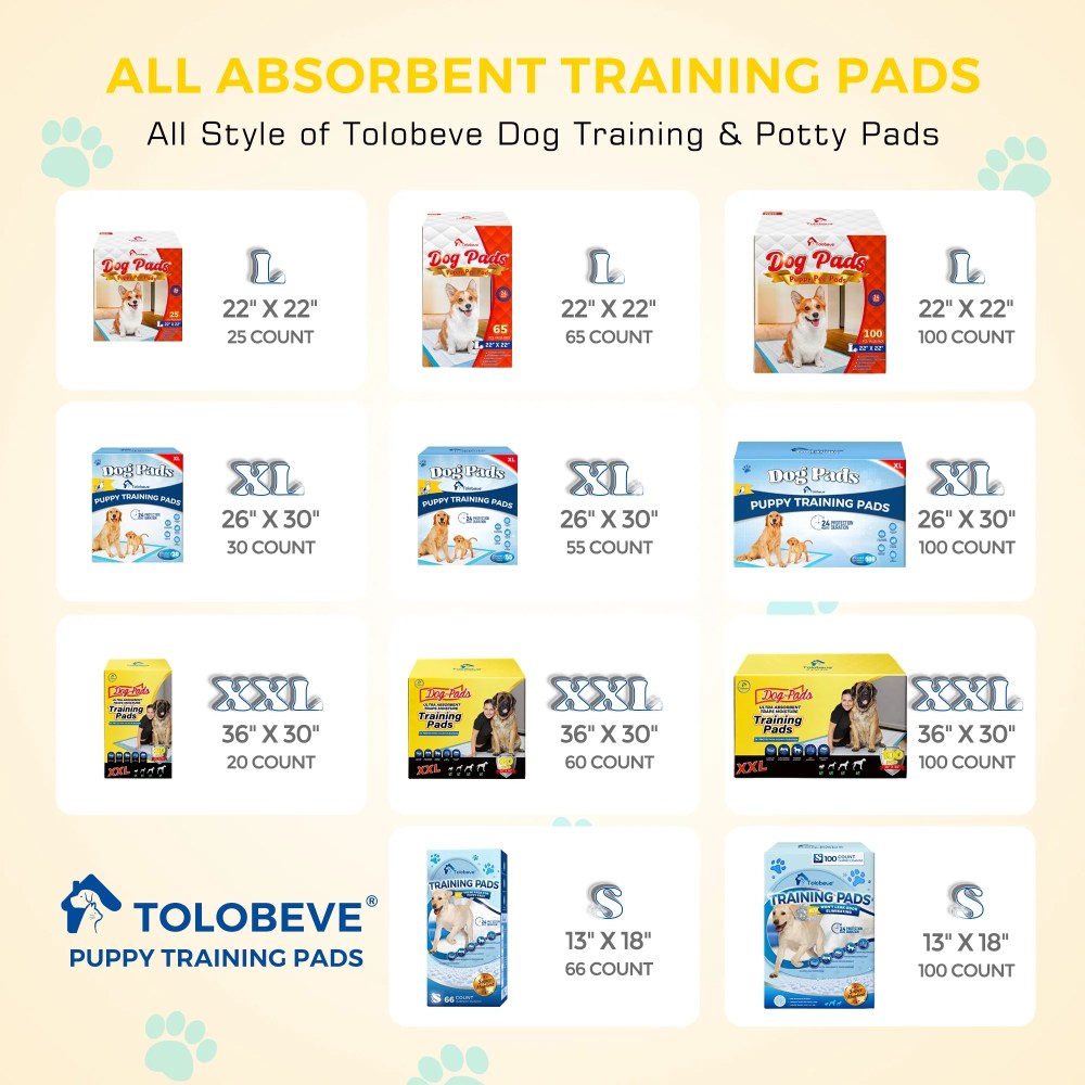 Tolobeve Dog Training Pads, XXL, 30 in x 36 in, 100 Count Disposable Dog Puppy Pee Pads - Image 2