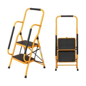 2 Step Ladder with Handrails,330LBS Folding Step Stool,NonSlip Side Armrests Large Pedal Area,Multi-use for Home Kitchen Pantry Office