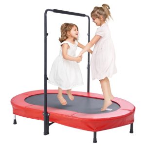 VEVOR Kids Trampoline, 5636 inch Indoor Outdoor Trampoline, Foldable Mini Trampoline with Handle, Rebounder Trampoline for Toddlers, Birthday Gift for 3 Years Children, Boys Girls for Fun, Red