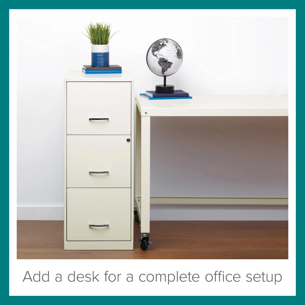 Space Solutions 18" Deep 3 Drawer Smart Letter Width Vertical File Cabinet, White - Image 9