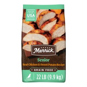 Merrick Grain-Free Dry Dog Food for Seniors,  High Protein Real Chicken & Sweet Potato,  22 lb Bag