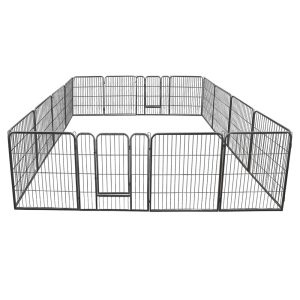 ZENSTYLE 32" Height Foldable Metal Exercise Pen Multiple Shape Pet Playpen 16 Panel Dog Kennel