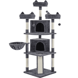 Renwick 69in Large Cat Tree Tower with Condos & Scratching Board,  Dark Gray