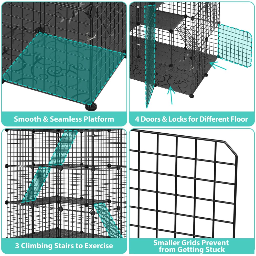 ZENY 4-Tier Indoor Outdoor Pet Enclosure with Hammock Large Metal Wire Playpen Kennel - Image 3