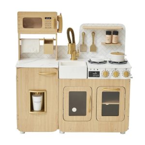 Teamson Kids Little Chef Cyprus Wooden Play Kitchen with 14-Piece Accessory Set
