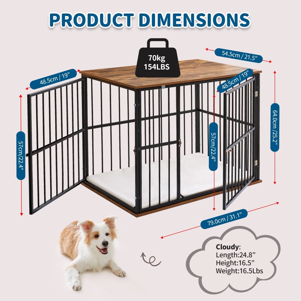 Made4Pets Medium Wooden Dog Crate Furniture with Washable Cushion for Dogs - Image 6
