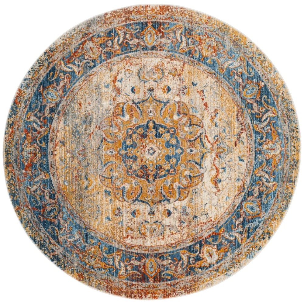 SAFAVIEH Vintage Persian Trina Traditional Polyester Area Rug, Blue/Multi, 6" x 9" - Image 8