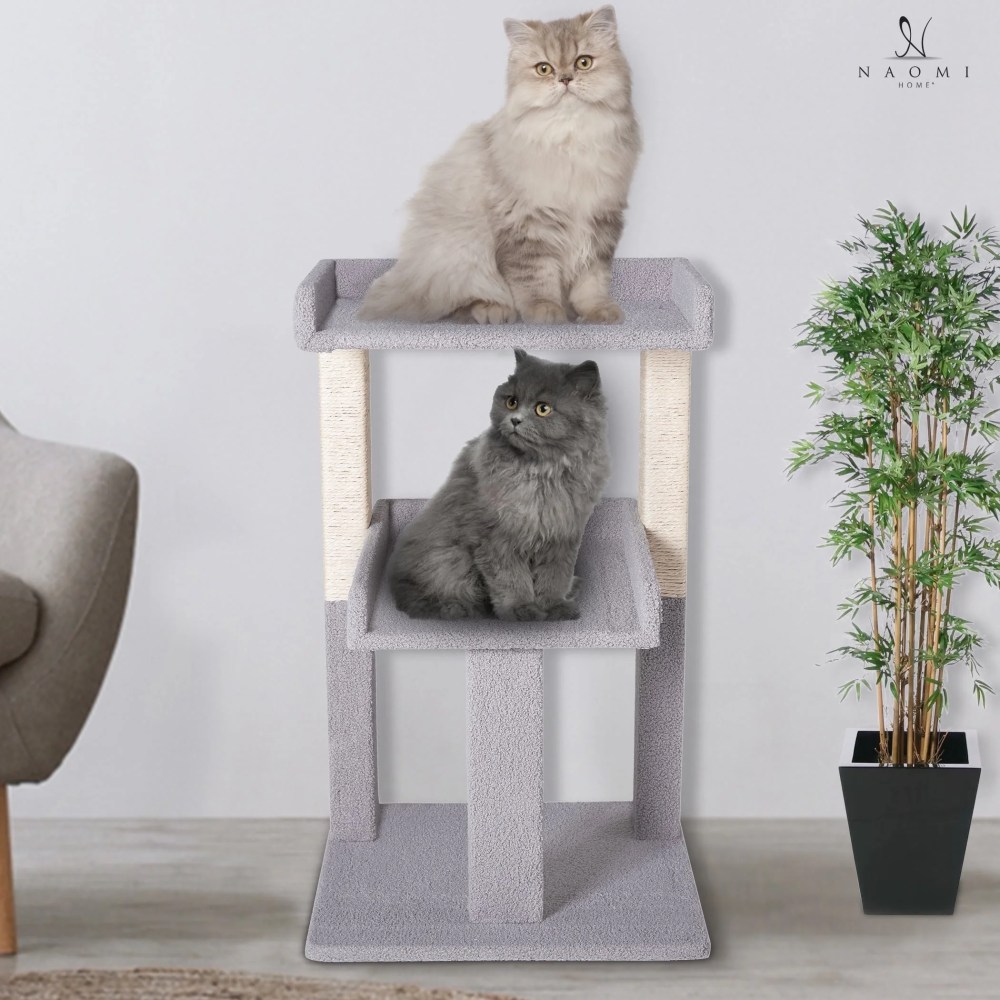 Lulu 2-Tier Cat Tree Tower for Indoor Cats-Large Cat Tower & Cat Condo for Large Cats Cat Tree House:Gray