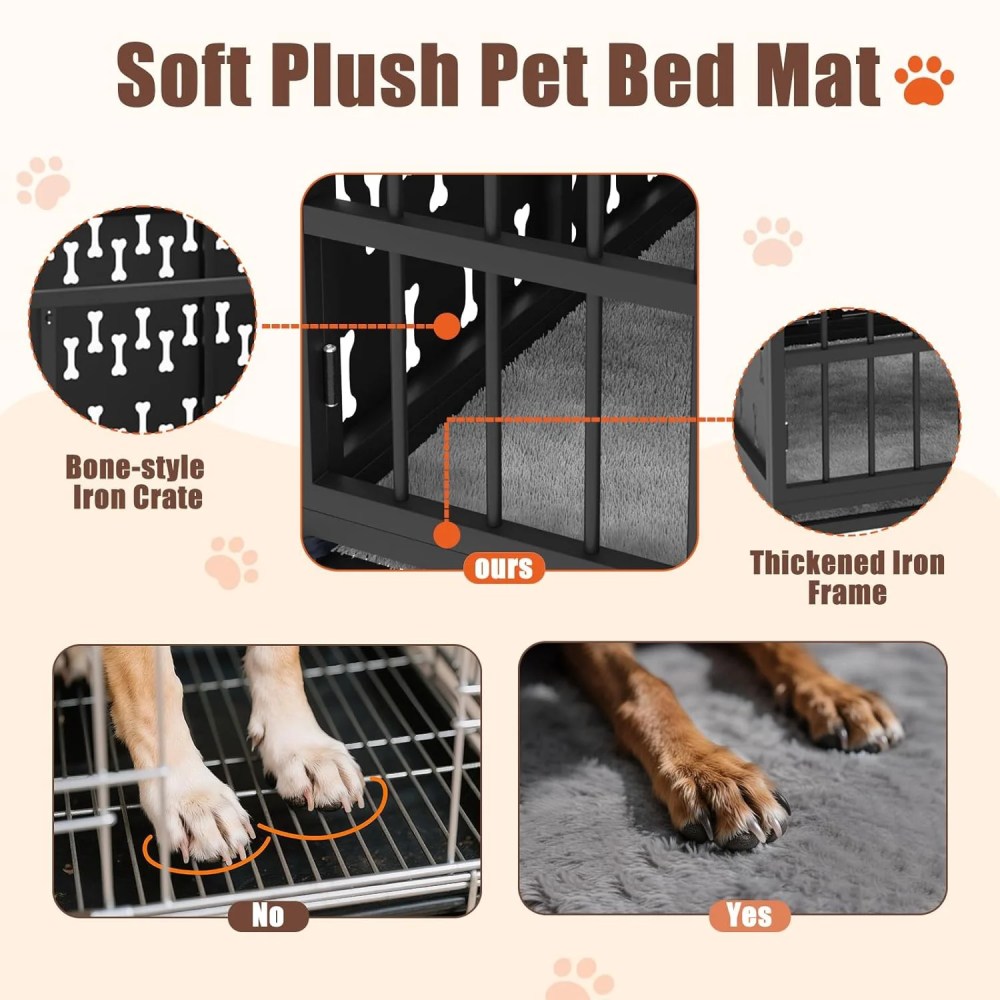 Waleaf 48 inch Heavy Duty Indestructible Dog Crate, Escape Proof Dog Cage with Enclosed Design, High Anxiety Dog Crate for Large Dogs, Lockable Wheels and Removable Trays, Large - Image 4