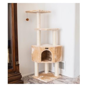Armarkat 54-in Cat Tree & Condo Scratching Post Tower, Beige