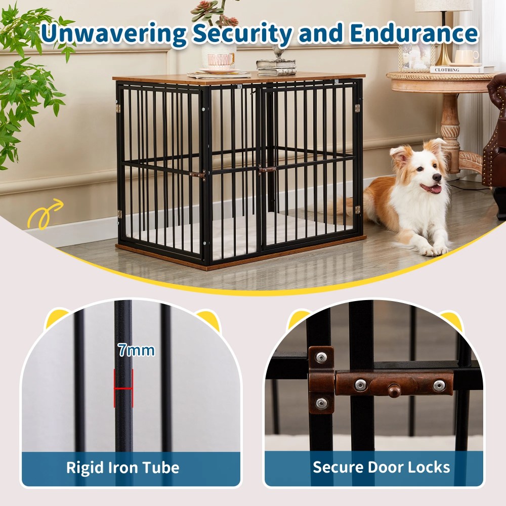 Made4Pets Medium Wooden Dog Crate Furniture with Washable Cushion for Dogs - Image 7