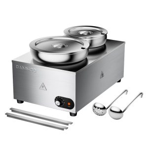 20qt 2-in-1 Electric Soup Warmer and Steam Table Food Warmer,1200W Stainless Steel Bain Marie Pot,86185" F Adjustable Temp,Commercial Soup Kettle for Catering Restaurant Buffet