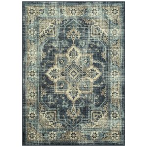 Mainstays Distressed Vintage Blue Persian Indoor Area Rug, 7" x 10"