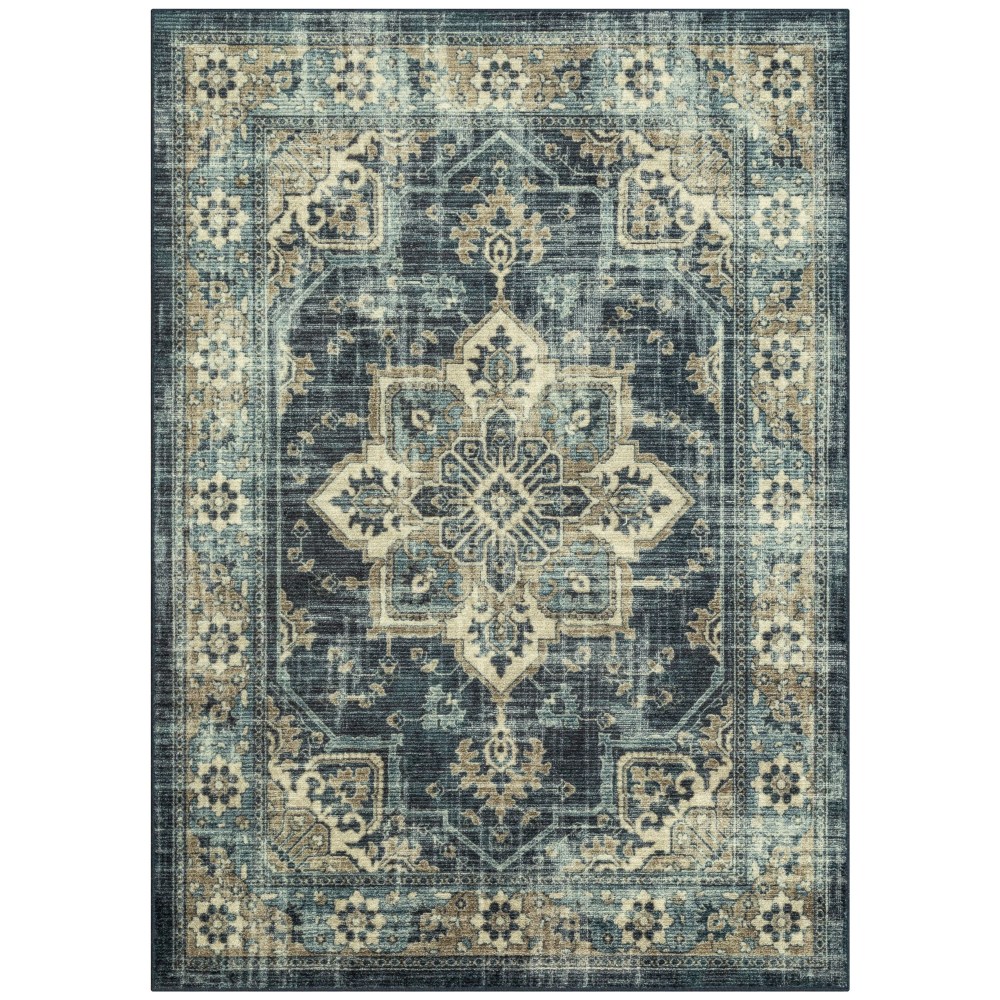 Mainstays Distressed Vintage Blue Persian Indoor Area Rug, 7" x 10"