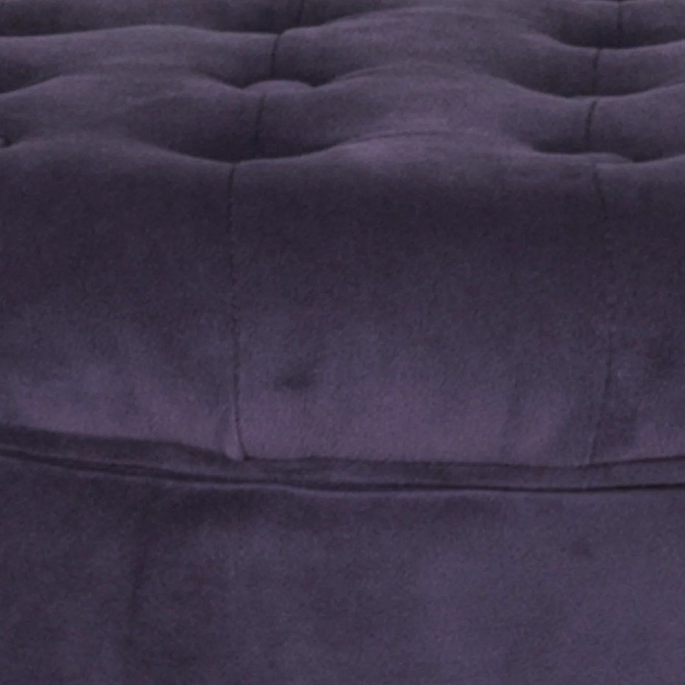Button Tufted Velvet Upholstered Wooden Ottoman with Hidden Storage Purple and Brown - Saltoro Sherpi - Image 5