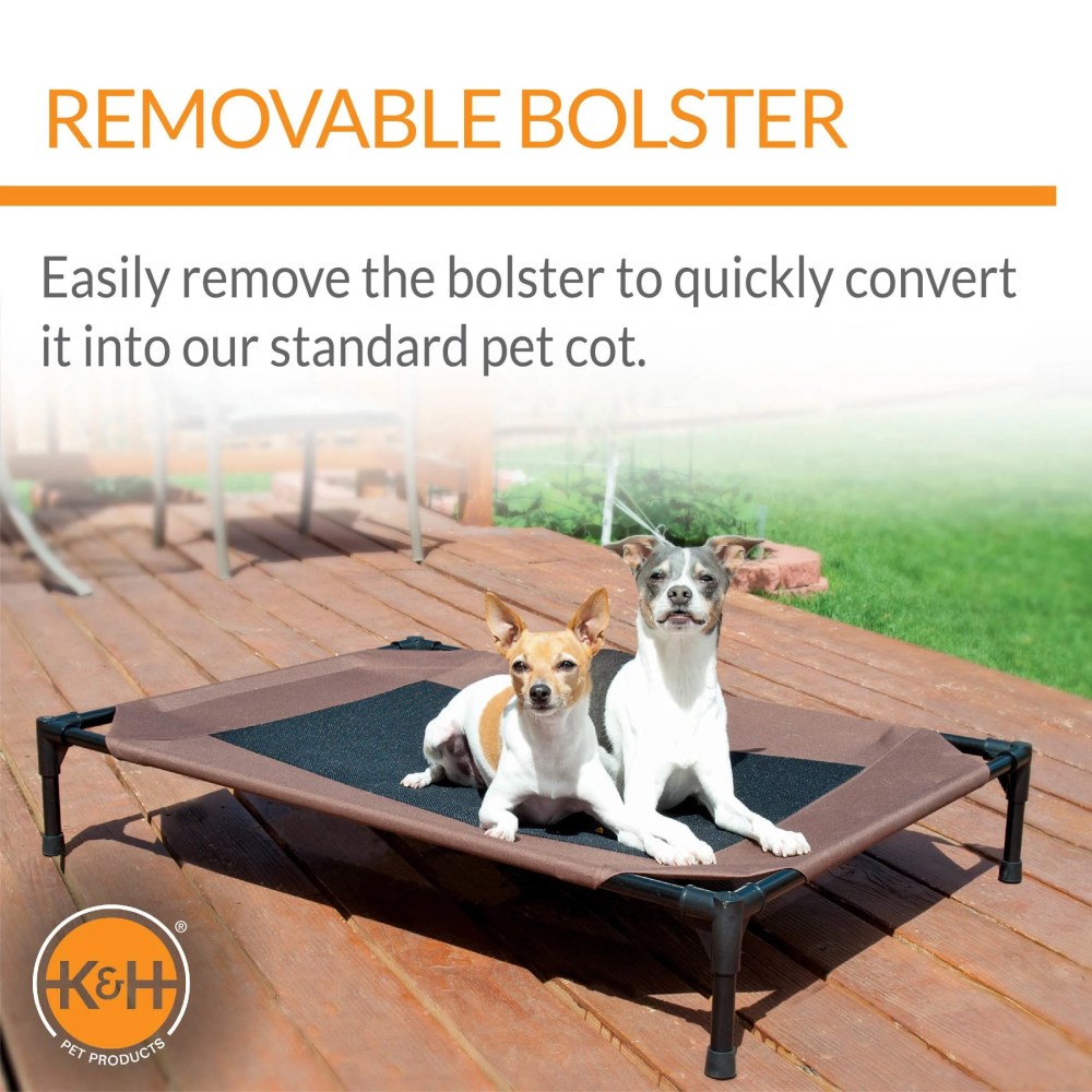K&H Pet Products Original Bolster Pet Cot Elevated Dog Bed for Large Dogs Chocolate/Black Mesh Large 42 X 30 X 7 Inches - Image 6