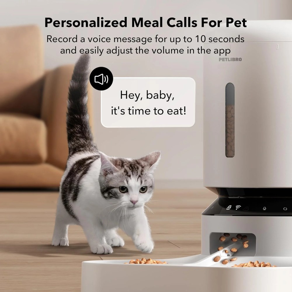 Petlibro Automatic Cat Feeder for 2 Cat, with APP Remote Feeding, 5L Timed Cat Food Dispenser, Adjustable Portions 1-10 Meals/Day, Fresh Food Storage, 10s Call, Stainless Steel Bowls - Image 4