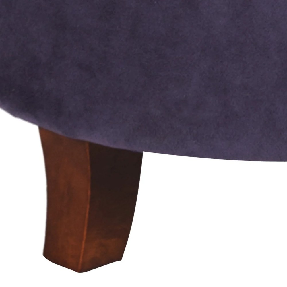 Button Tufted Velvet Upholstered Wooden Ottoman with Hidden Storage Purple and Brown - Saltoro Sherpi - Image 4