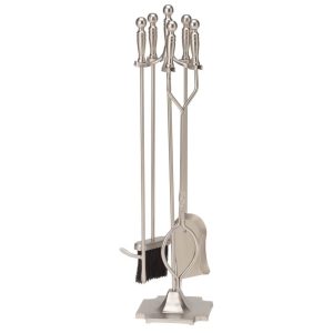 UniFlame 5-Piece Iron Fireplace Tool Set, Satin Pewter