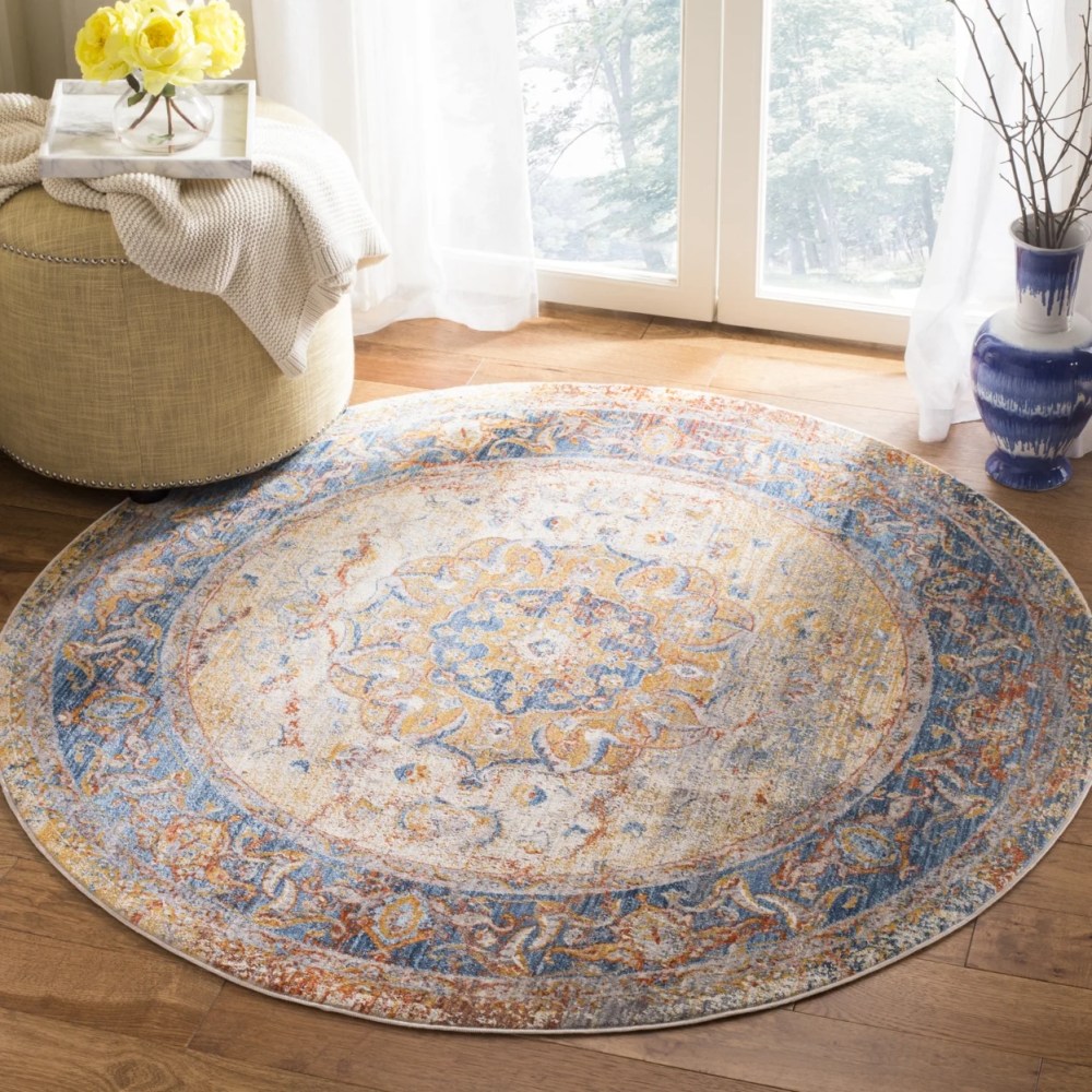 SAFAVIEH Vintage Persian Trina Traditional Polyester Area Rug, Blue/Multi, 6" x 9" - Image 5
