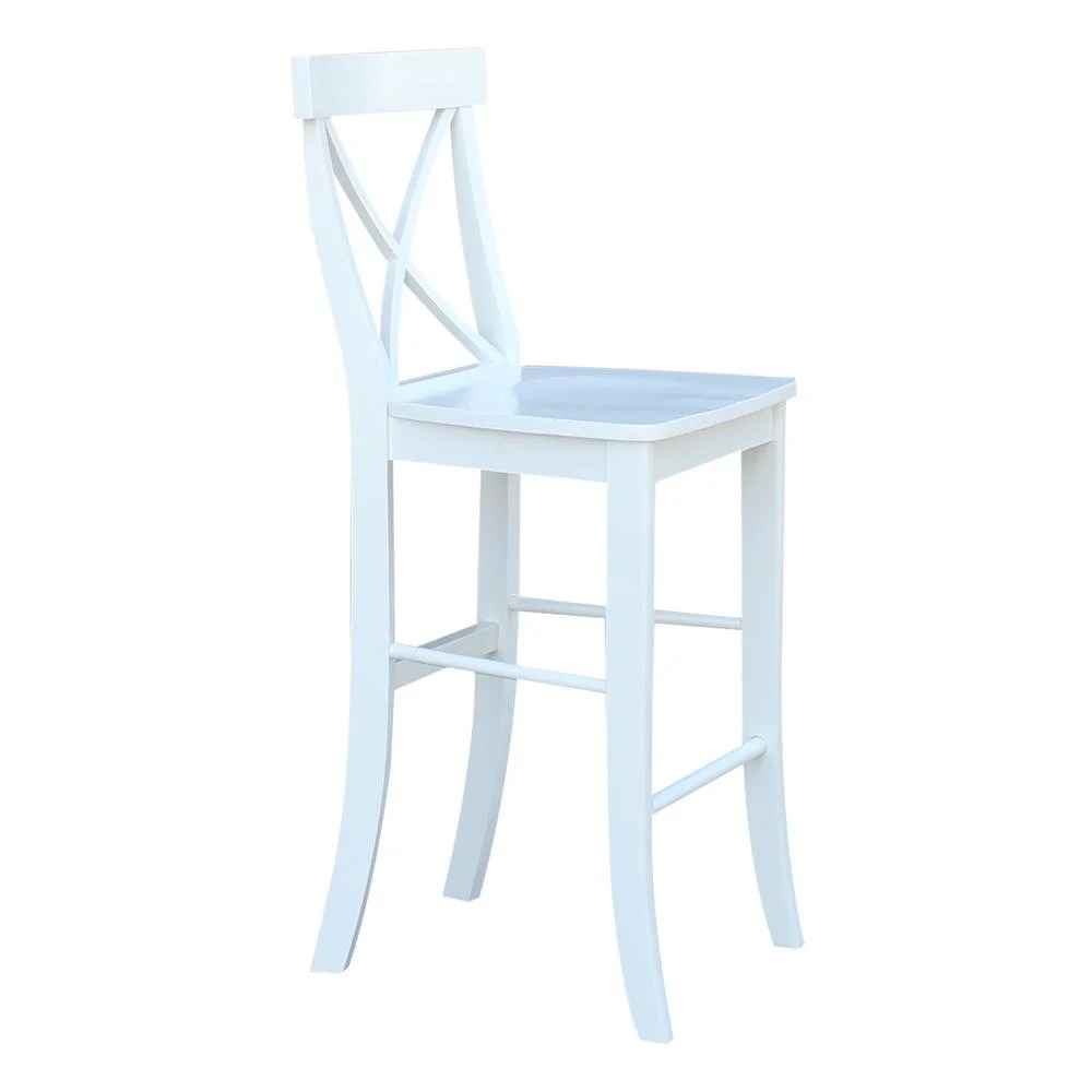 International Concepts Cross Back Solid Wood 30 in. Bar Height Stool in White - Image 4