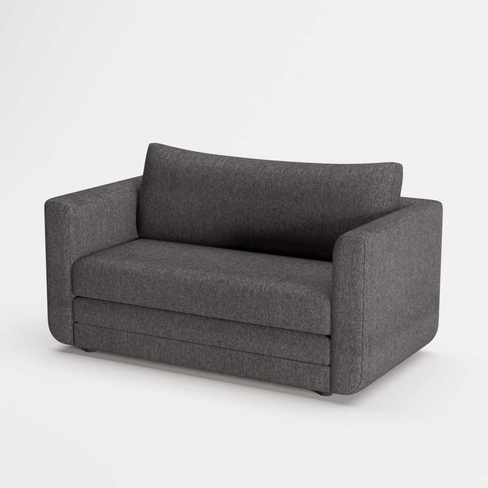 A&D Home Afton Faux Linen Loveseat, 2 Person Compact Sleeper Sofa Bed, Dark Gray - Image 4