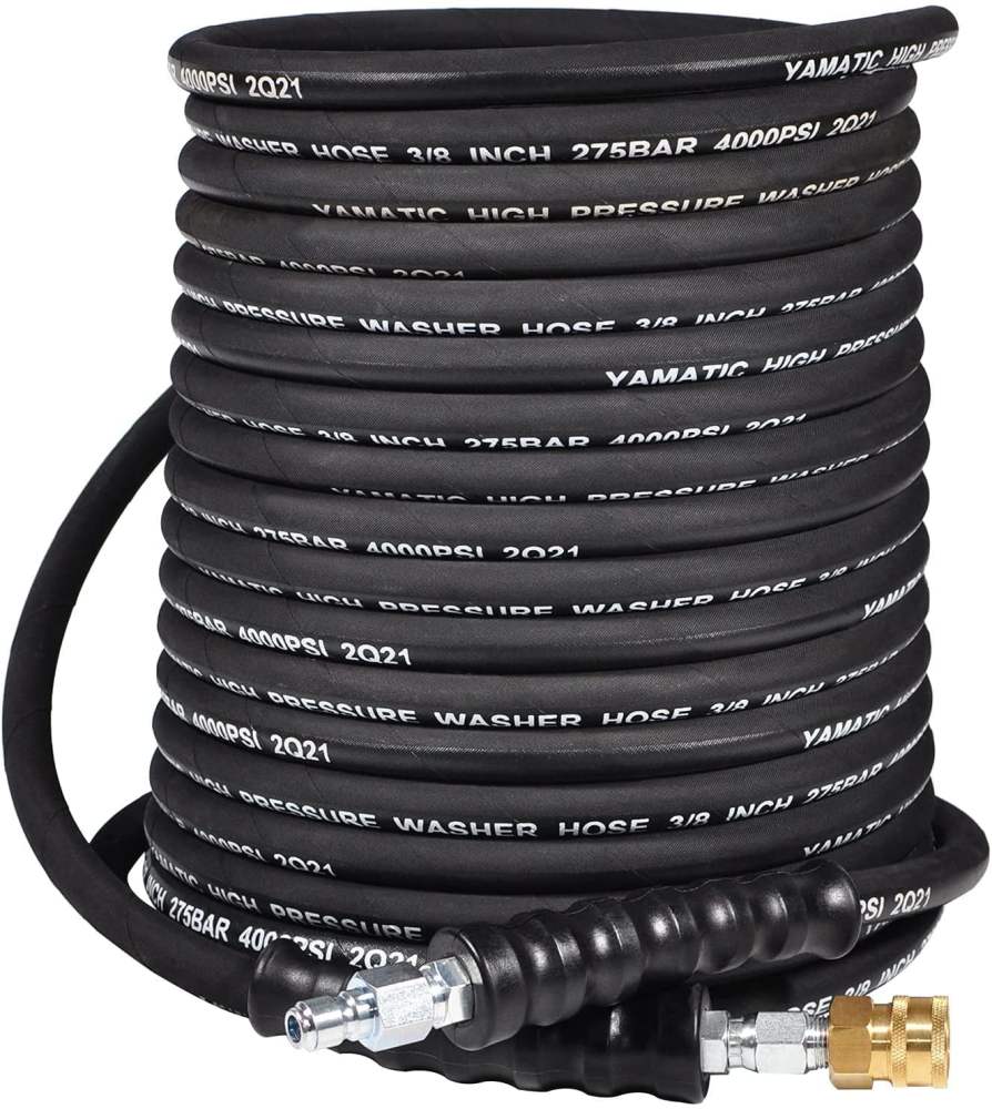 YAMATIC 3/8" Pressure Washer Hose 50 FT with Swivel Quick Connect For Cold