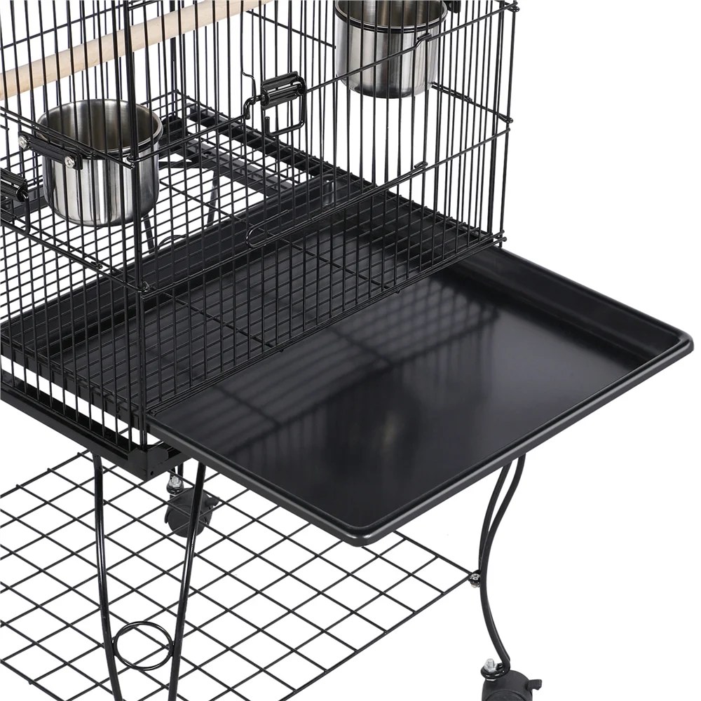 Renwick 55" Metal Rolling Bird Cage With Stand, Black - Image 10