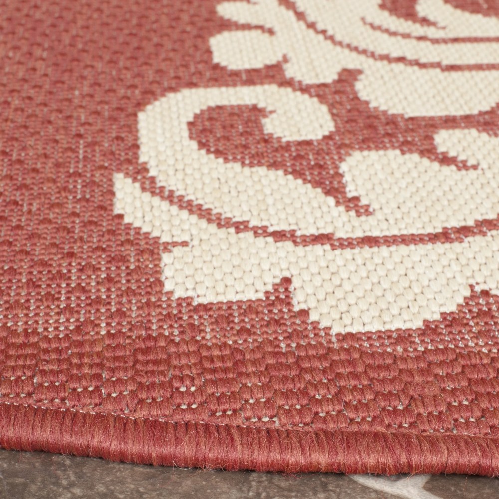 Safavieh Courtyard Jenny Medallion Indoor/Outdoor Area Rug, Red/Natural, 6'7" x 6'7" Round - Image 7
