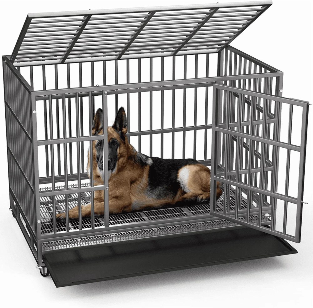 Vitesse Heavy Duty Indestructible high Anxiety Dog Crate cage for Outdoor and Indoor with Removable Tray