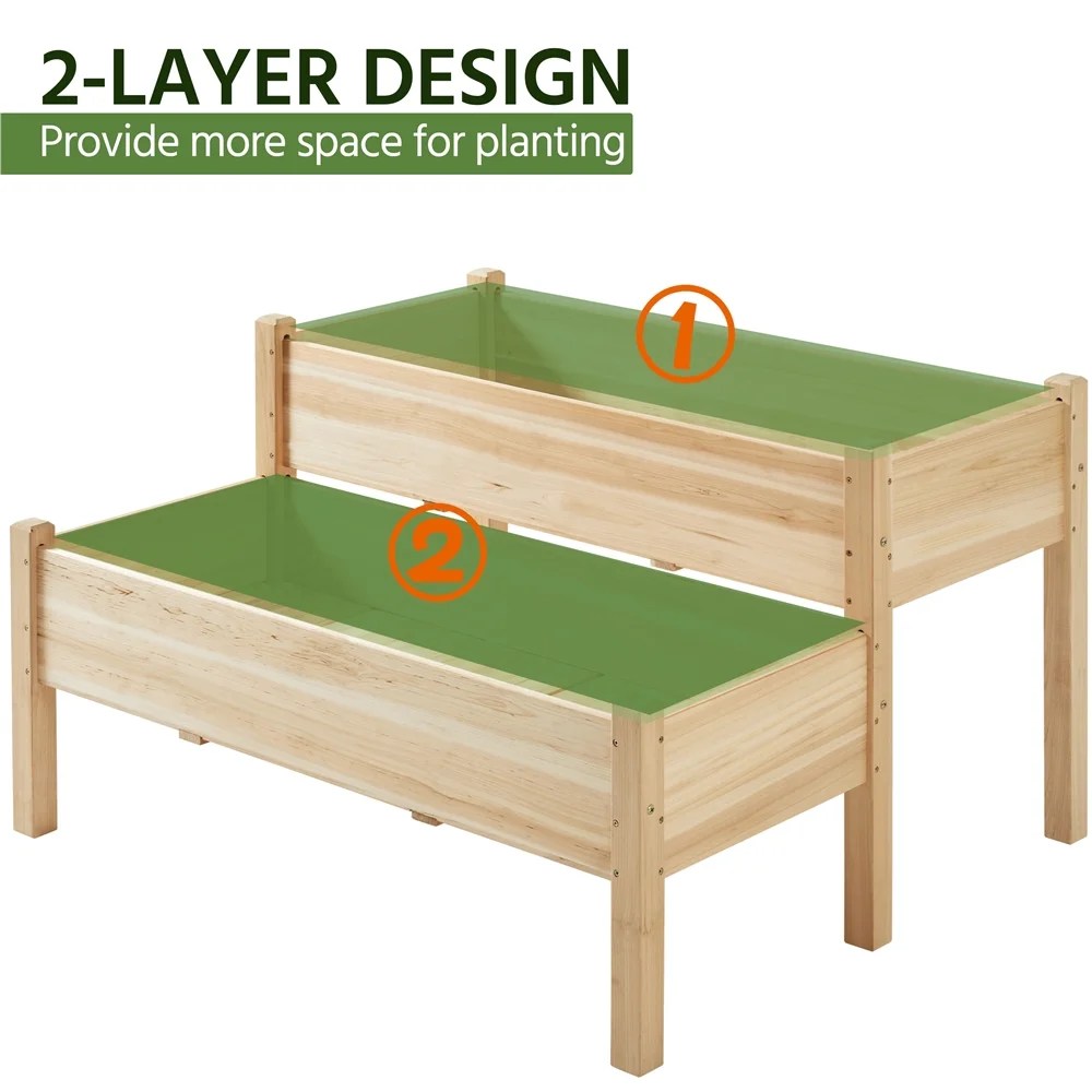 Alden design 2-tier Wooden Elevated Raised Garden Bed for Garden Yard Indoor Outdoor - Image 4
