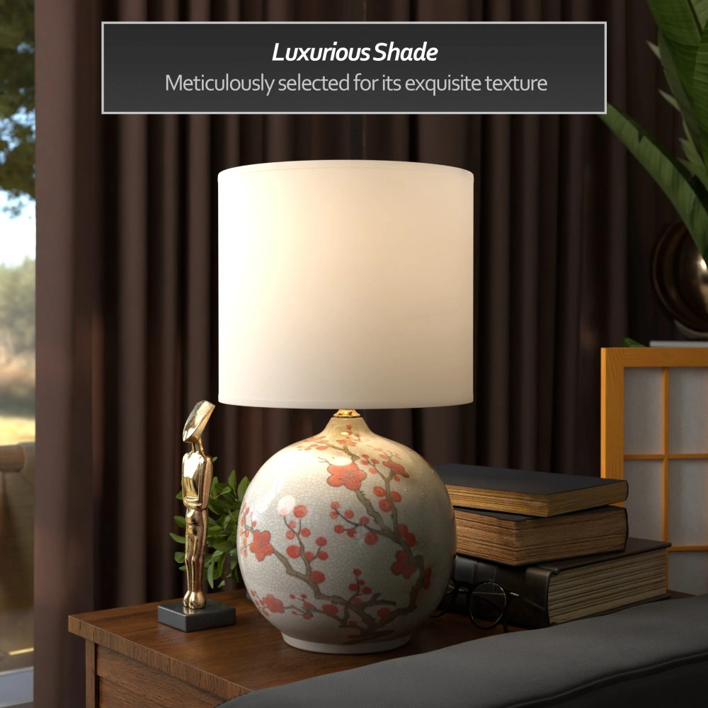 Oriental Furniture 20" Cherry Blossom Vase Lamp, oriental design, decorative item - Image 2
