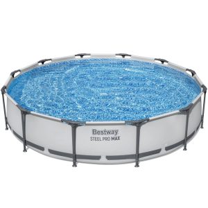 Bestway 12" x 30" Steel Pro Round Frame Above Ground Pool Set with Filter Pump