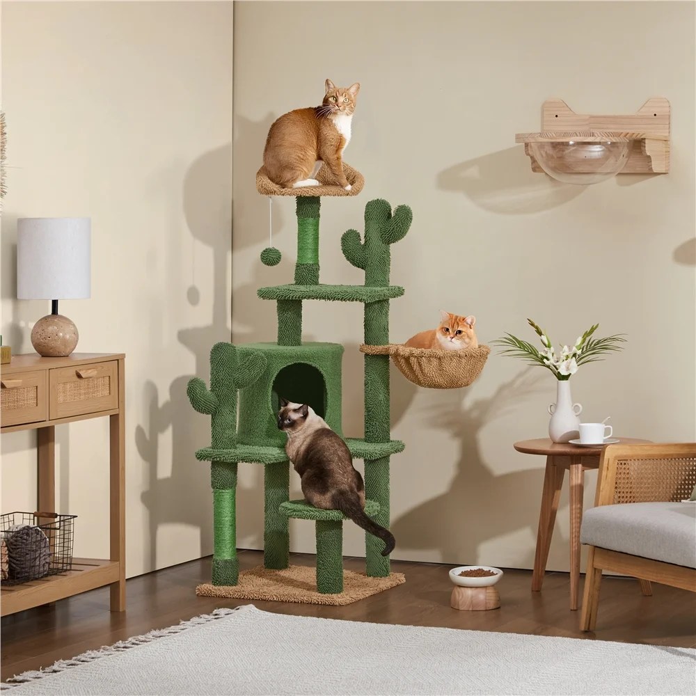 Alden Design 53"H Cat Tree Furniture Natural Sisal Cat Tower for Small- to Medium-sized Cats - Image 3