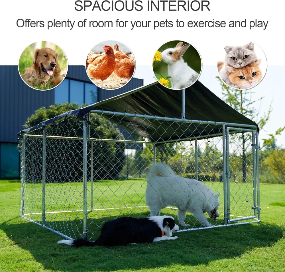 Jane Stone Outdoor Dog Playpen 79" x 79" x 65" Heavy Duty Dog Kennel House Mesh Dog Big Cage Pet Kennel Steel Fence with Secure Lock - Image 4