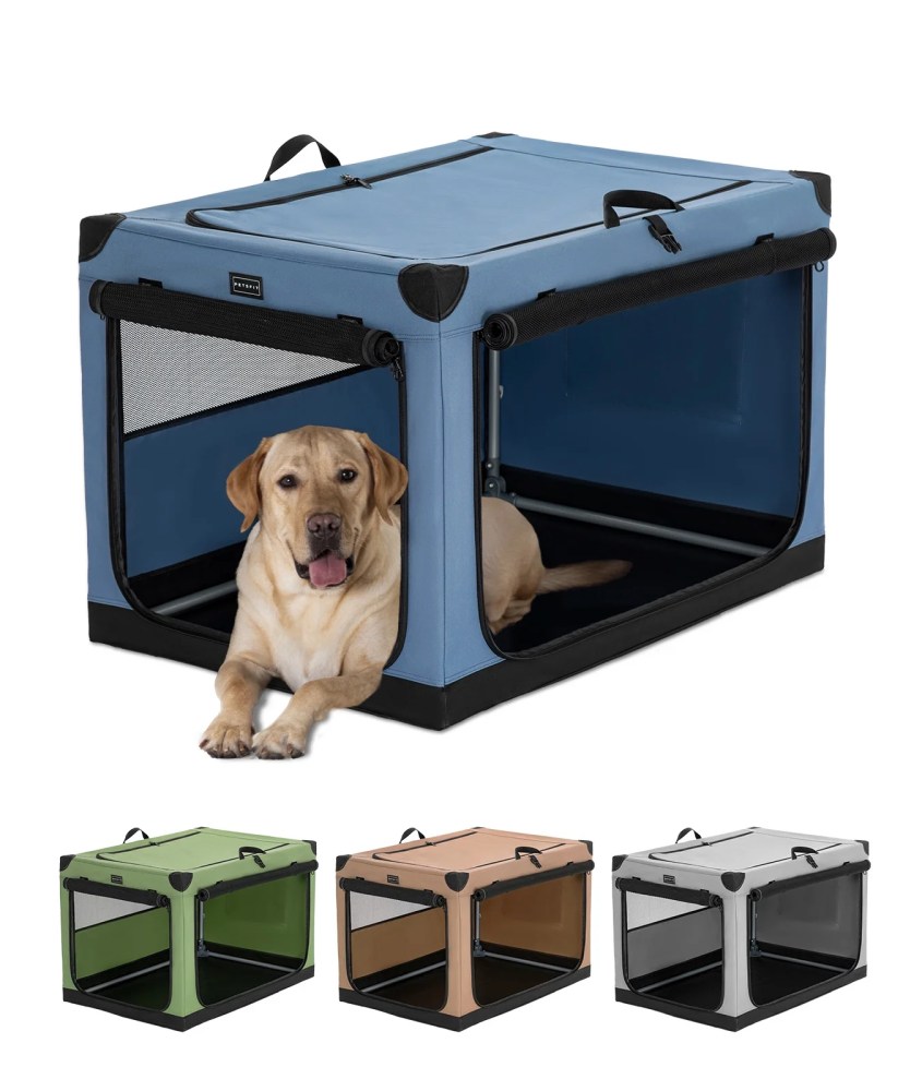 Petsfit 36 Inch Portable Large Dog Kennel, Adjustable Fabric Cover by Spiral Iron Pipe, Soft Collapsible Dog Crate Blue - Image 10