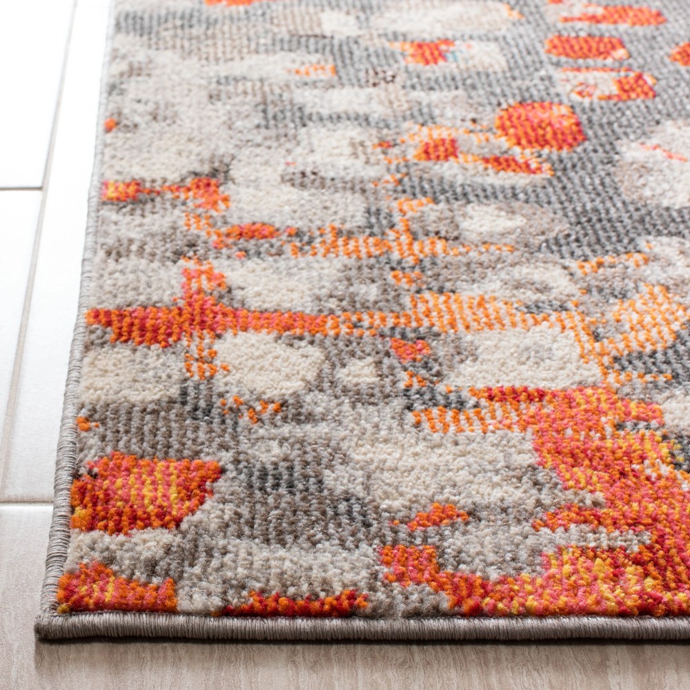 SAFAVIEH Madison Candelario Abstract Polka Dots Area Rug, Grey/Orange, 6" x 9" - Image 8