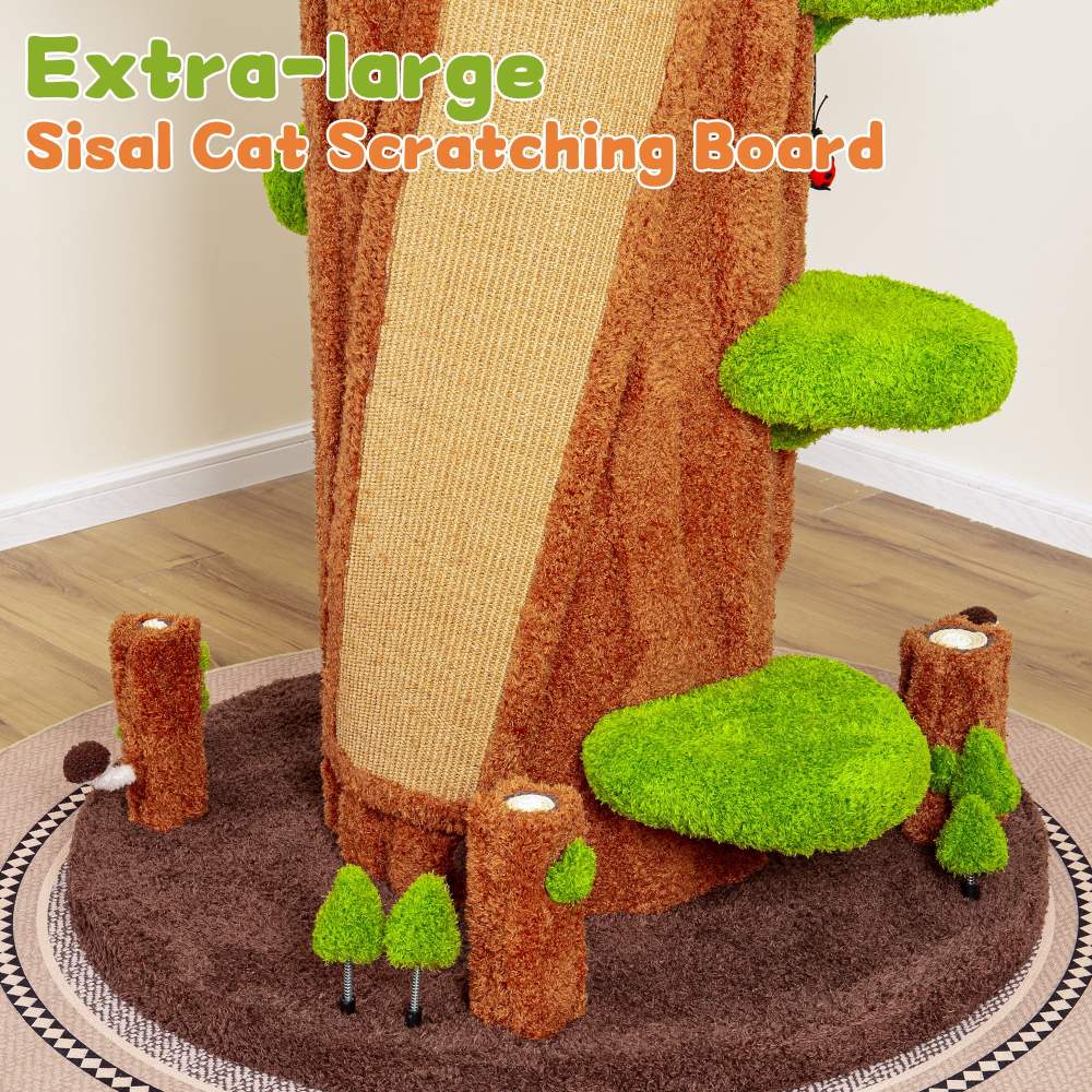 LHBCraft 88.6" Tall Cat Tree for Indoor Cats, Large Cat Tower with Luxury Cat Condo, Cat Tree Tower with Soft Cushion, Scratching Board, Plush Platform and Top Perch - Image 6