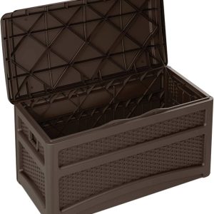 Suncast 73-Gal. Weather-Resistant Resin Outdoor Deck Storage Box and Bench,  Java