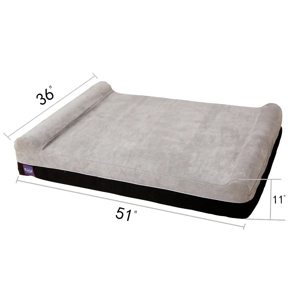 Laifug Orthopedic Memory Foam Dog Bed, Jumbo Size with Waterproof Liner & Washable Cover, Gray - Image 5
