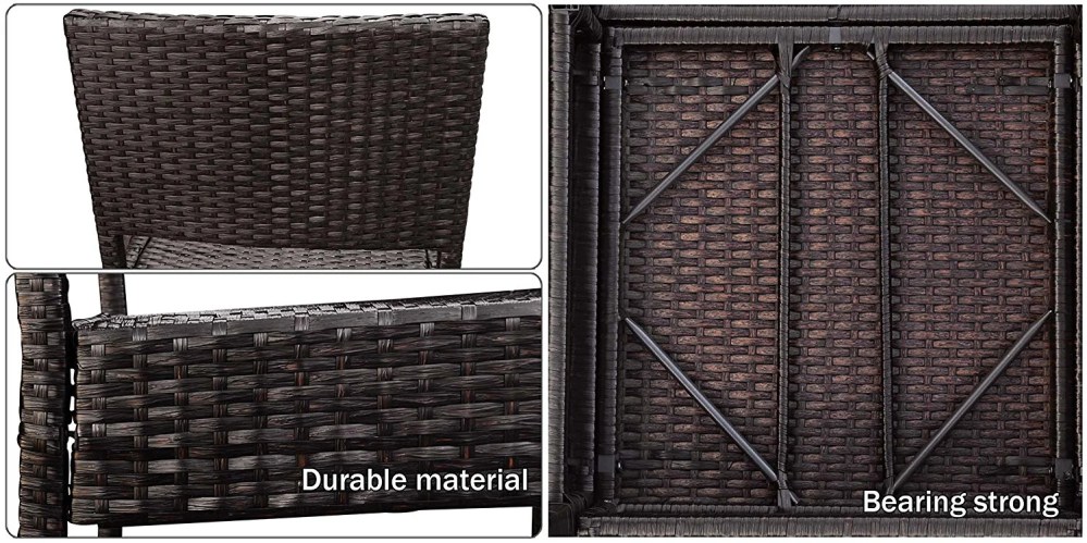 Sunny Dark Coffee Wicker Barstool Indoor Outdoor Patio Furniture All Weather Bar Stool-2 pcs - Image 5