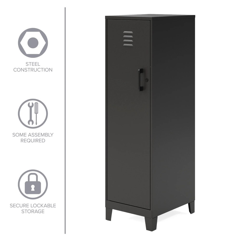Space Solutions 53.38 inch High 4 Shelf Storage Locker Cabinet, Welded Metal, Fully Assembled, Vented Door, 3 inch Riser Legs, Black - Image 6