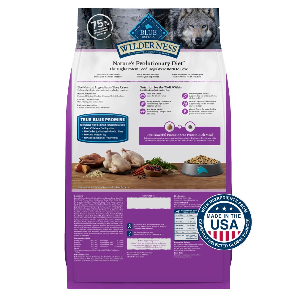 Blue Buffalo Wilderness Natural High-Protein, Small-Bite Dry Food for Adult Dogs, Chicken, 28-lb bag. - Image 4