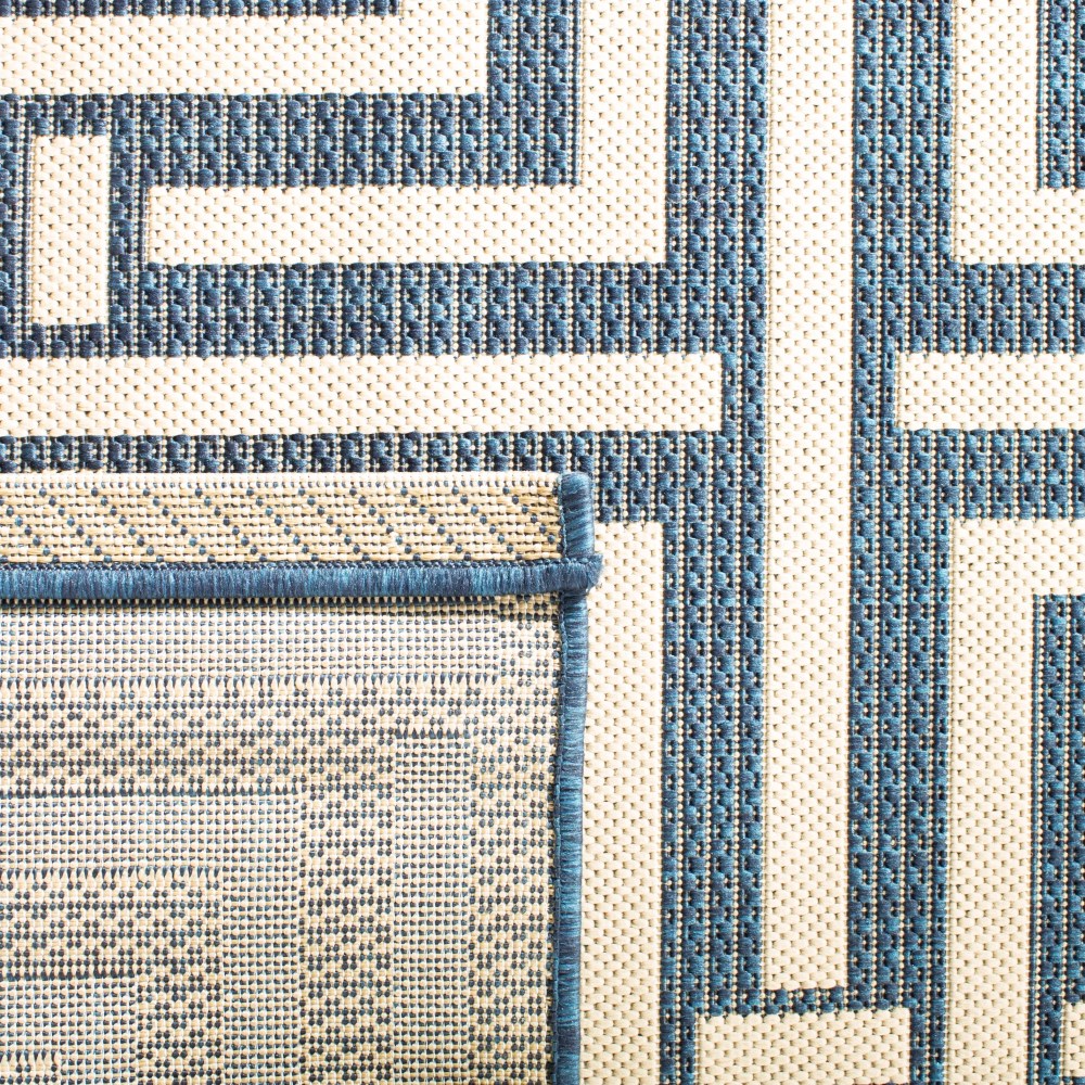 Safavieh Courtyard Ariana Geometric Indoor/Outdoor Area Rug, Navy/Beige, 5'3" x 5'3" Round - Image 2