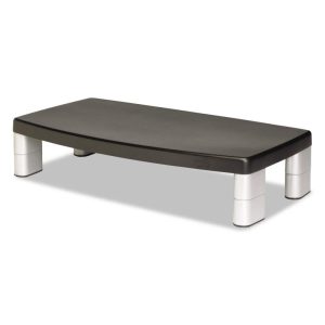3m/commercial Tape Div. Extra-wide Adjustable Monitor Stand, 20" X 12" X 1" To 5.78", Silver/black, Supports 40 Lbs