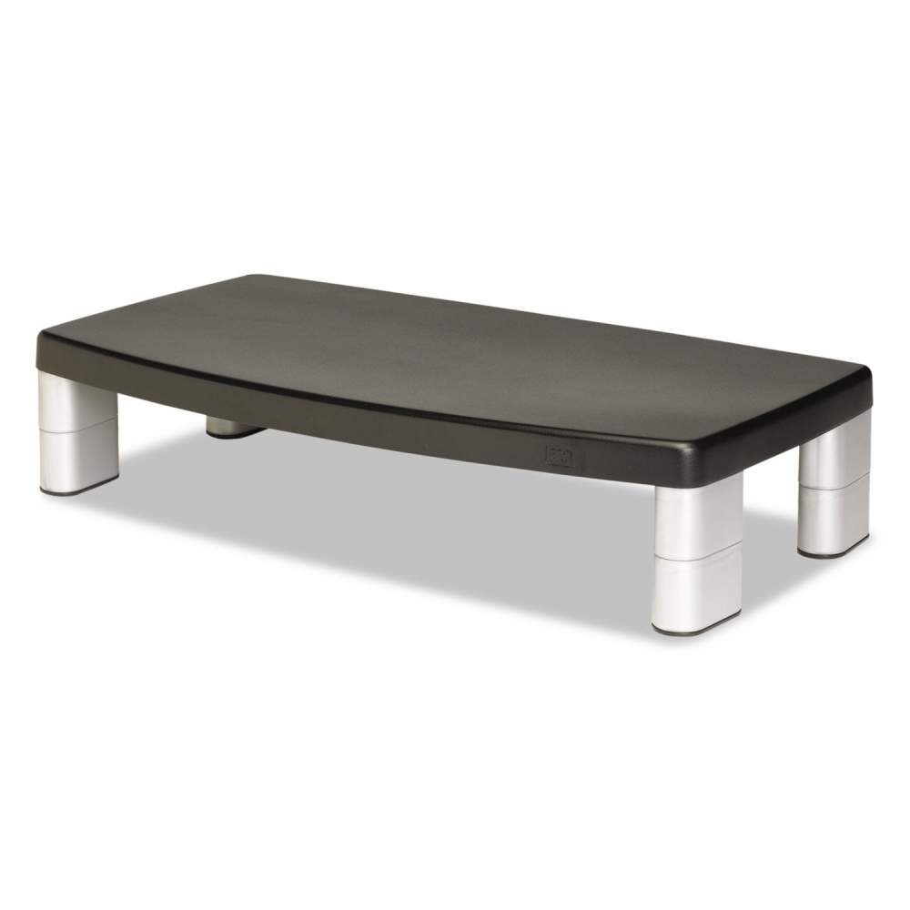 3m/commercial Tape Div. Extra-wide Adjustable Monitor Stand, 20" X 12" X 1" To 5.78", Silver/black, Supports 40 Lbs