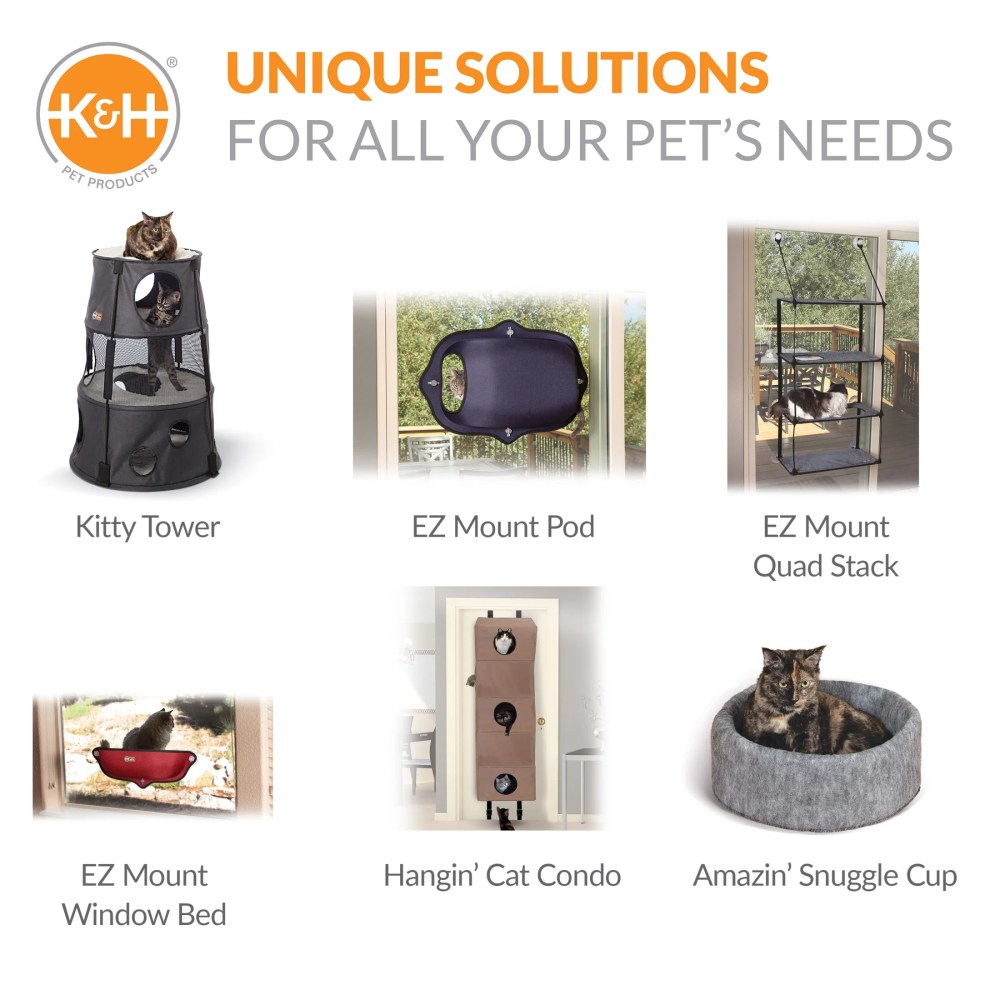 K&H Pet Products EZ Mount Window Kitty Sill Quad Stack Gray 12 X 23 Inches - Image 3