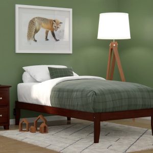 AFI Colorado 14" Wood Platform Bed Frame with 2 USB Ports, Twin, Walnut