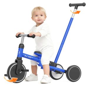 XJD 7 in 1 Toddler Tricycle with Push Handle, Toddler Bike for 1-3 Years Old Boy Girl,  Toddler Push Tricycle,  Baby Bike Balance Bike with Adjustable Seat Height and Removable Pedal